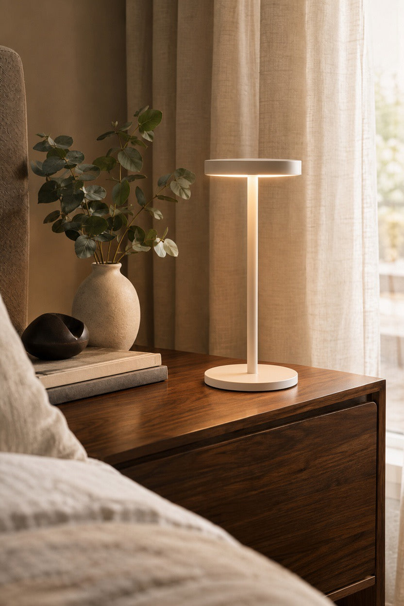 Haven & Vue minimalist aluminium table lamp in white